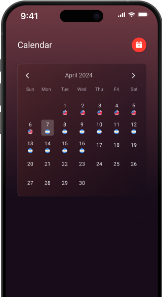 Nationly calendar screenshot